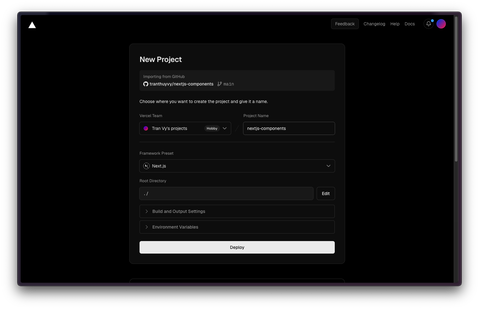 add new project in vercel